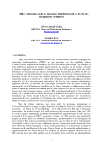 IDE et croissance dans les &eacute;conomies m&eacute;diterran&eacute;ennes: le r&ocirc;le des