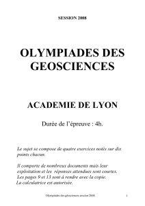 OLYMPIADES DES GEOSCIENCES  ACADEMIE DE LYON