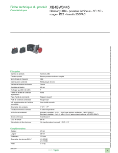 XB4BW3445 Fiche technique du produit rouge - Ø22 - transfo 230VAC