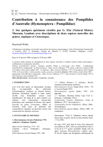 Contribution à la connaissance des Pompilides d’Australie (Hymenoptera : Pompilidae)