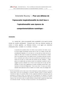 – Antoinette Rouvroy : « Pour une défense de l’éprouvante... face à l’opérationnalité sans épreuve du comportementalisme numérique » –...