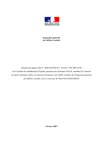 Télécharger L'accident de radiothérapie d'Epinal : résumé du rapport ASN n° 2006 ENSTR 019 - IGAS n° RM 2007-015P au format PDF, poids 52.38 Ko