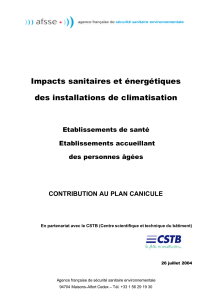 Impacts sanitaires et énergétiques des installations de climatisation  Etablissements de santé