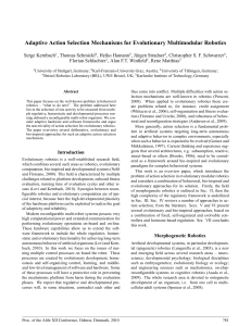 Adaptive Action Selection Mechanisms for Evolutionary Multimodular Robotics