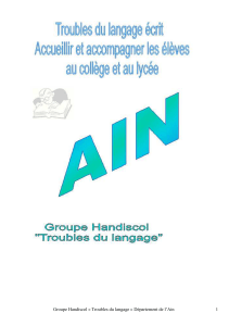 Groupe Handiscol « Troubles du langage » Département de l’Ain 1