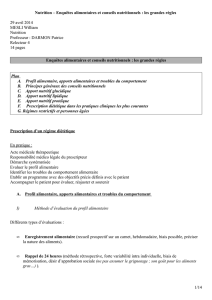 Nutrition – Enquêtes alimentaires et conseils nutritionnels : les