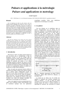 Pulsars et applications à la métrologie Pulsars and - Lpc2E