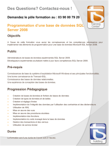 Programmation d`une base de données SQL Server 2008