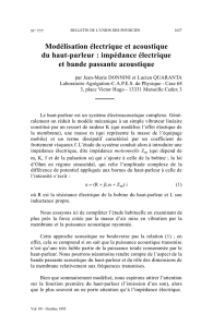 Modélisation électrique et acoustique du haut