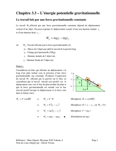 Chapitre 3.3 – L`énergie potentielle gravitationnelle