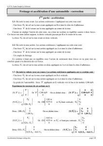 Freinage et accélération d`une automobile : correction