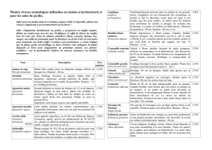 Plantes vivaces aromatiques utilisables en cuisine et herboristerie et