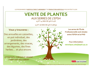 Vente de plantes aux serres de l`EPSH