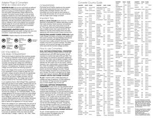 Converter Country Guide DO YOU NEED A VOLTAGE CONVERTER?