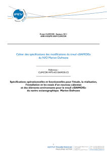 Cahier des spécifications des modifications du treuil «SIAMOIS» du