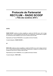 Protocole de Partenariat RECYLUM – RADIO SCOOP