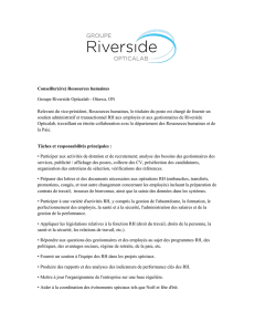 Conseiller(ère) Ressources humaines Groupe Riverside Opticalab