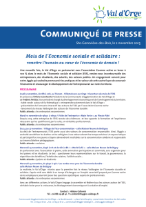Communiqué de presse - Communauté d`agglomération du Val d`Orge