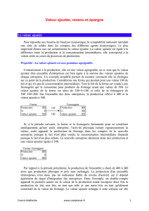 Valeur ajoutée, revenu et épargne