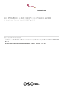 Les difficultés de la stabilisation économique en Europe