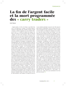 La fin de l`argent facile et la mort programmée des « carry traders