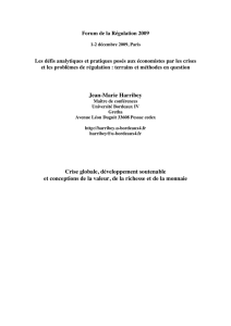 Crise globale, d&eacute;veloppement soutenable et conceptions de la