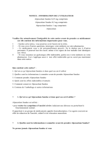 NOTICE : INFORMATION DE L`UTILISATEUR Alprazolam Sandoz 0