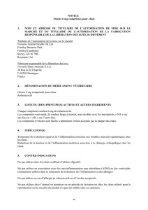 NOTICE Onsior 6 mg comprimés pour chats 1. NOM ET ADRESSE