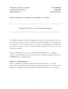 Université de Paris X Nanterre U.F.R SEGMI L1 Economie et