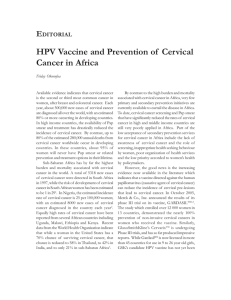 EDITORIAL HPV Vaccine and Prevention of Cervical Cancer in Africa
