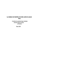 Le médecin de famille et la lutte contre le cancer Avis