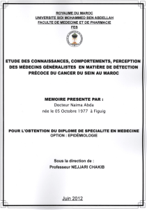 Juin 2012 - Faculté de Médecine et de Pharmacie Fès
