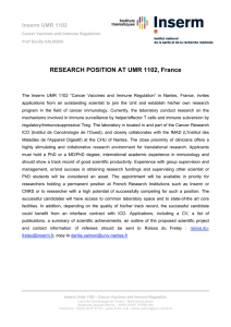 RESEARCH POSITION AT UMR 1102, France