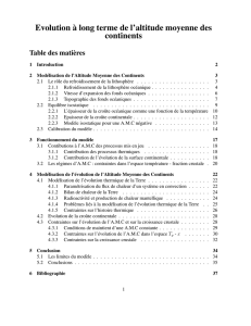 Evolution à long terme de l`altitude moyenne des continents
