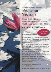 Méditation Vipassana - Sayagyi U Ba Khin Gesellschaft Schweiz