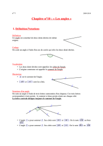 Chapitre n°10 : « Les angles »