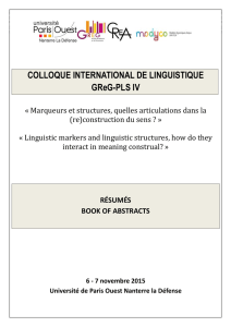 COLLOQUE INTERNATIONAL DE LINGUISTIQUE GReG