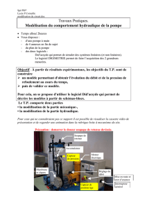 Travaux Pratiques. Modélisation du comportement hydraulique de la