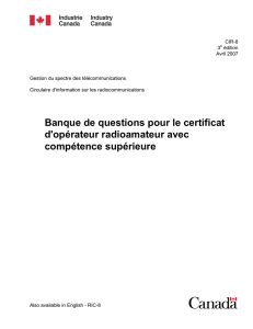 Banque de questions pour le certificat d`opérateur radioamateur