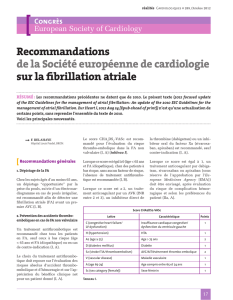 Recommandations de la Société européenne de cardiologie sur la
