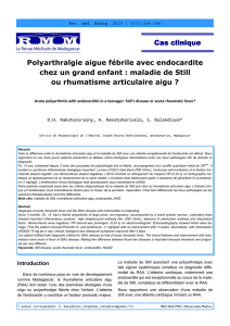maladie de Still ou rhumatisme articulaire aigu ? Cas