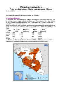 Médecine de prévention Point sur l`épidémie Ebola en Afrique de l