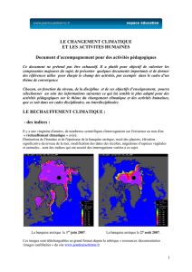 LE CHANGEMENT CLIMATIQUE ET LES ACTIVITES HUMAINES