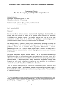 Science du Climat : Est-elle, de nos jours, apte à répondre aux