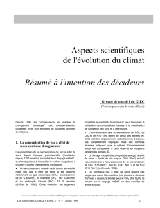 Aspects scientifiques de l`évolution du climat