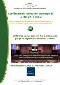 Conférence de restitution en marge de la COP 22, à Dakar