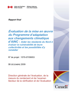 Évaluation de la mise en oeuvre du Programme d`adaptation aux