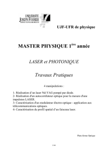 Etude des caractéristiques géométriques d`un faisceau laser