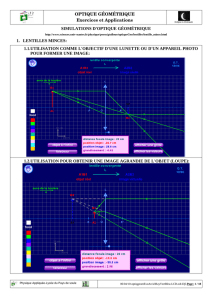 OPTIQUE GÉOMÉTRIQUE Exercices et Applications SIMULATIONS