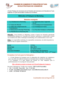 Méthodes et Pratiques du Marketing Modules enseignés Formation